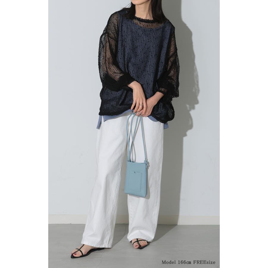 サマーニット シアー レディース トップス 透かし編み スパンコール ロング ニット セーター プルオーバー レイヤード 透け チクチクしない 重ね着 薄手 | HUG.U | 22