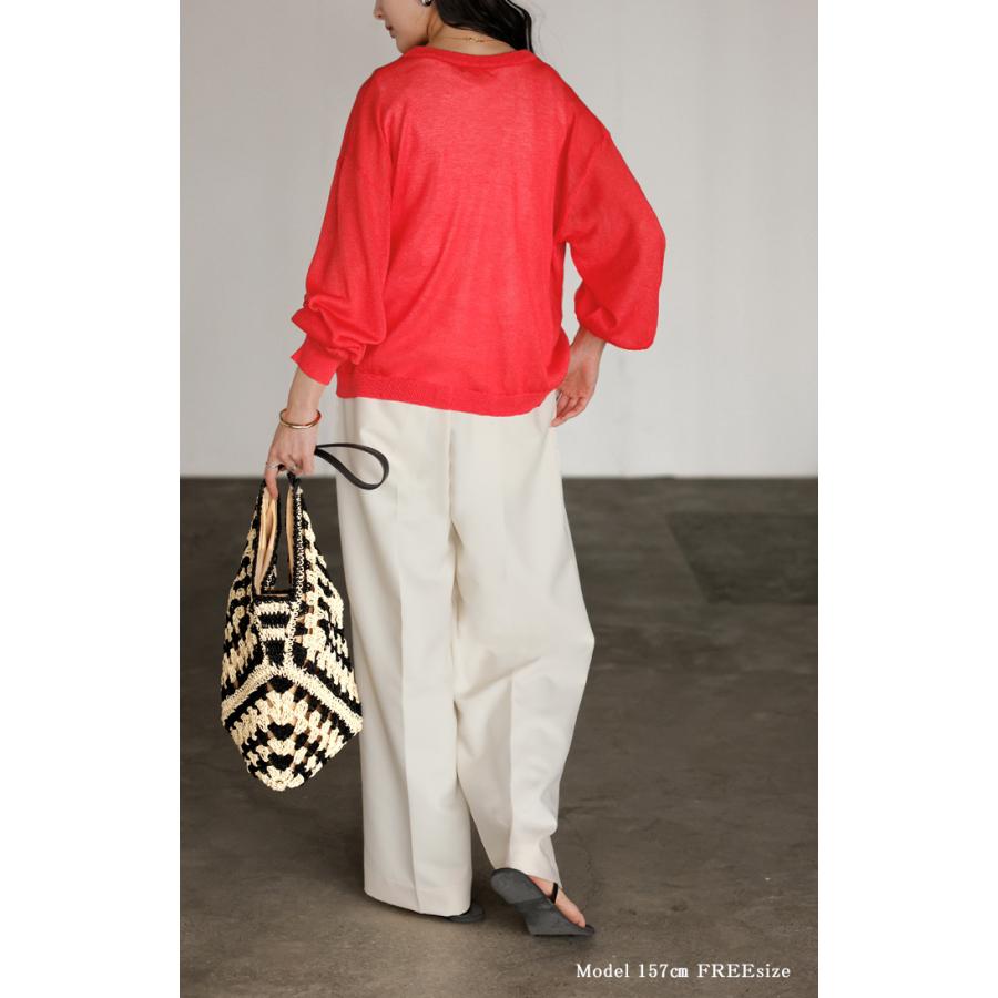 カーディガン シアーニット レディース 長袖 ラメ シアーニットカーデ 羽織り トップス 短丈 ショート丈 薄手 スタイルアップ レイヤード 重ね着 軽い | HUG.U | 13