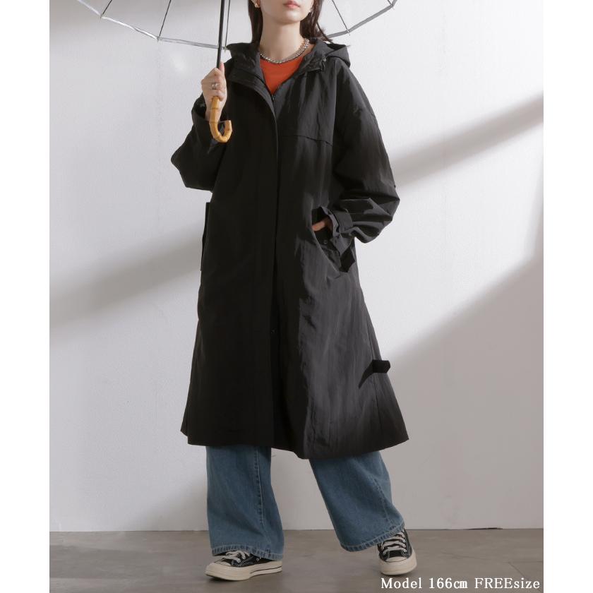 レインコート アウター 撥水 軽量 レディース 自転車 ロング マンパ マウンテンパーカー フード付き ツバ付き 取り外し可能 体型カバー 大きいサイズ | HUG.U | 18