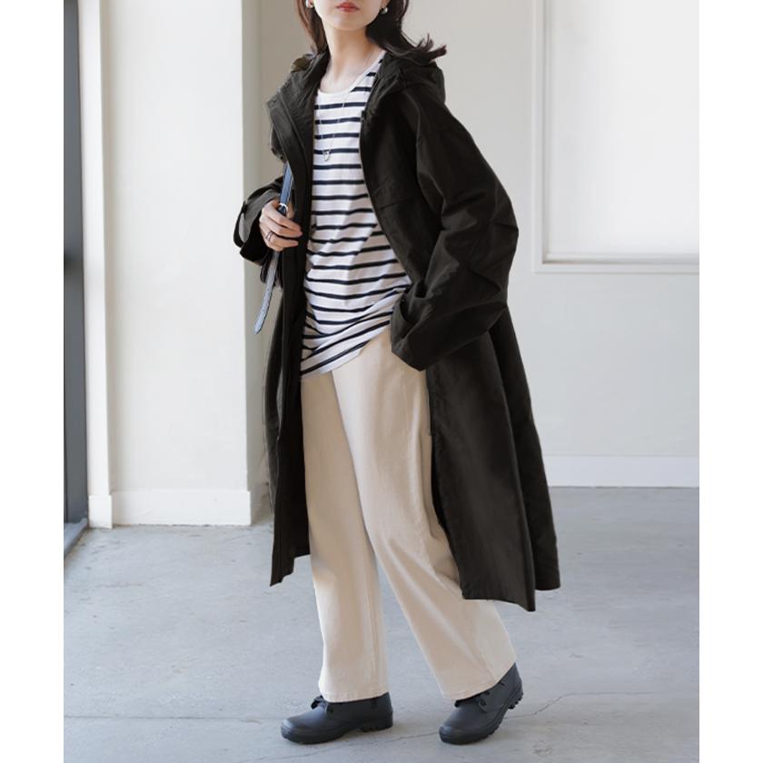 レインコート アウター 撥水 軽量 レディース 自転車 ロング マンパ マウンテンパーカー フード付き ツバ付き 取り外し可能 体型カバー 大きいサイズ | HUG.U | 05