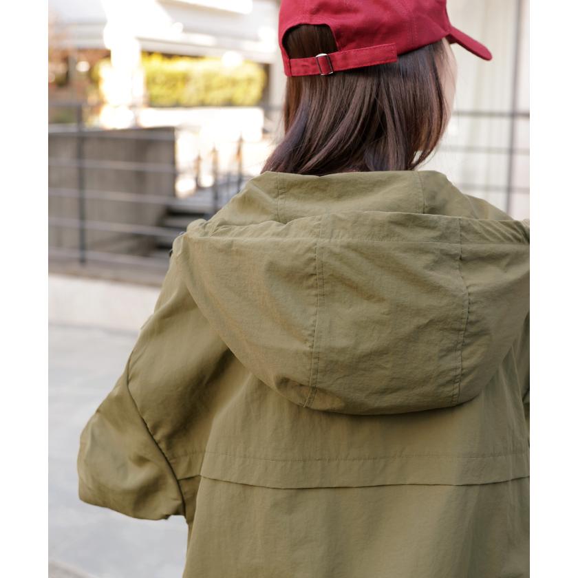 レインコート アウター 撥水 軽量 レディース 自転車 ロング マンパ マウンテンパーカー フード付き ツバ付き 取り外し可能 体型カバー 大きいサイズ | HUG.U | 09