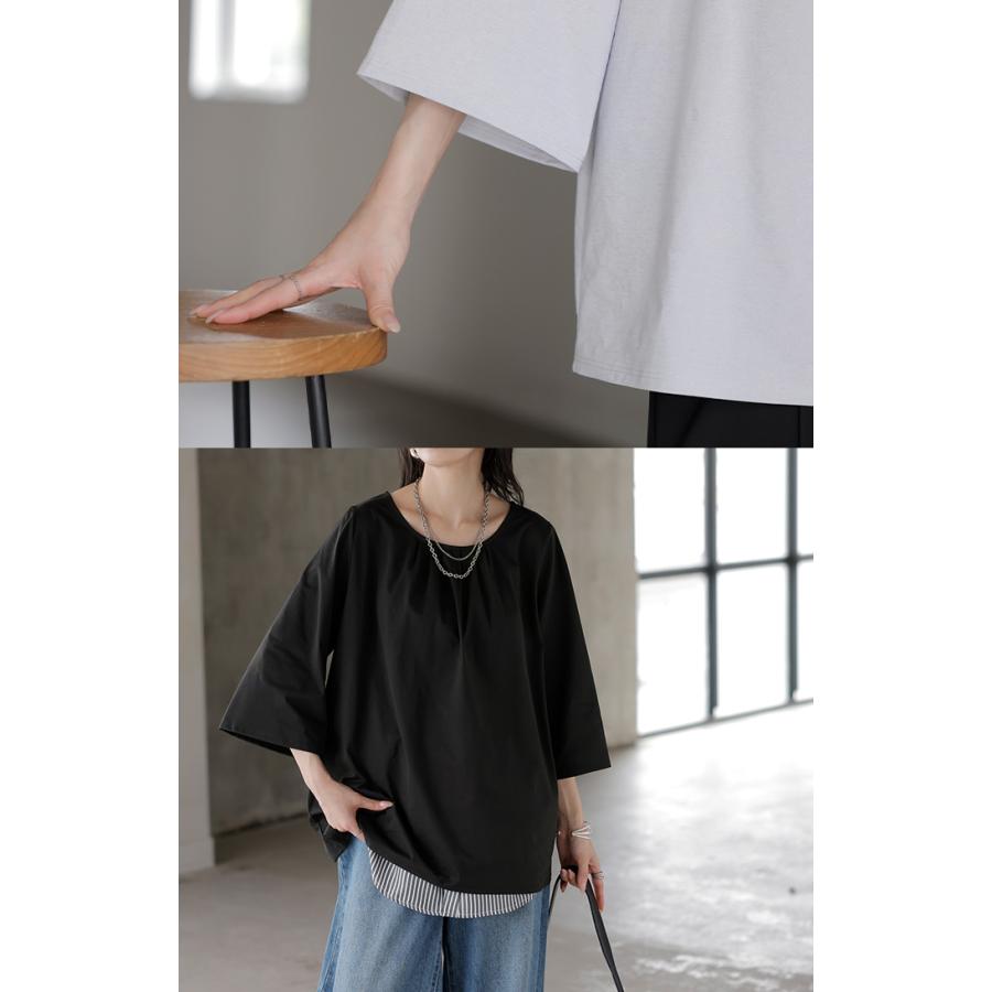 ブラウス UVカット 接触冷感 吸水速乾 レディース トップス シャツ カットソー Tシャツ 紫外線対策 日焼け対策 涼しい 冷たい ストレッチ 軽い 七分袖 半袖 無地 | HUG.U | 19