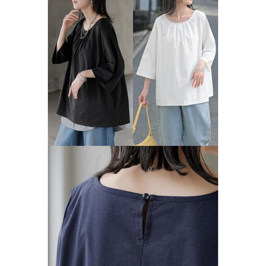 ブラウス UVカット 接触冷感 吸水速乾 レディース トップス シャツ カットソー Tシャツ 紫外線対策 日焼け対策 涼しい 冷たい ストレッチ 軽い 七分袖 半袖 無地 | HUG.U | 21