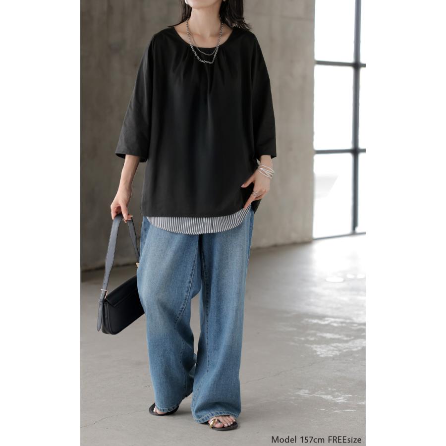 ブラウス UVカット 接触冷感 吸水速乾 レディース トップス シャツ カットソー Tシャツ 紫外線対策 日焼け対策 涼しい 冷たい ストレッチ 軽い 七分袖 半袖 無地 | HUG.U | 06