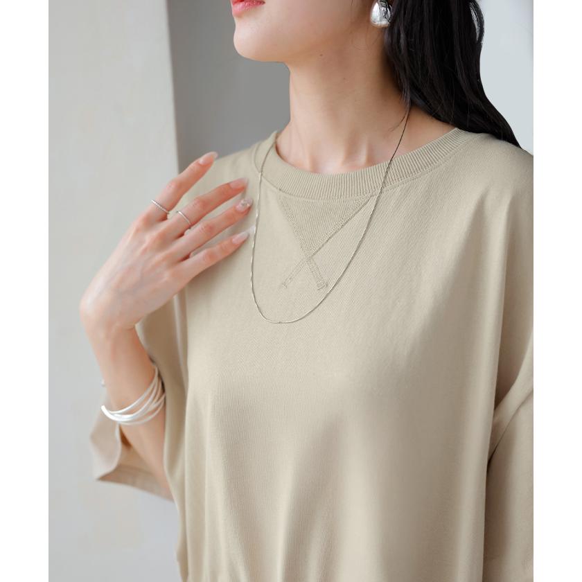 ワンピース ロング 異素材 MIX レディース ワンピ ロングワンピース Aライン マキシ マキシワンピース ドロスト 裾ドッキング 綿100 ワッシャー 軽い 薄手 大判 | HUG.U | 22