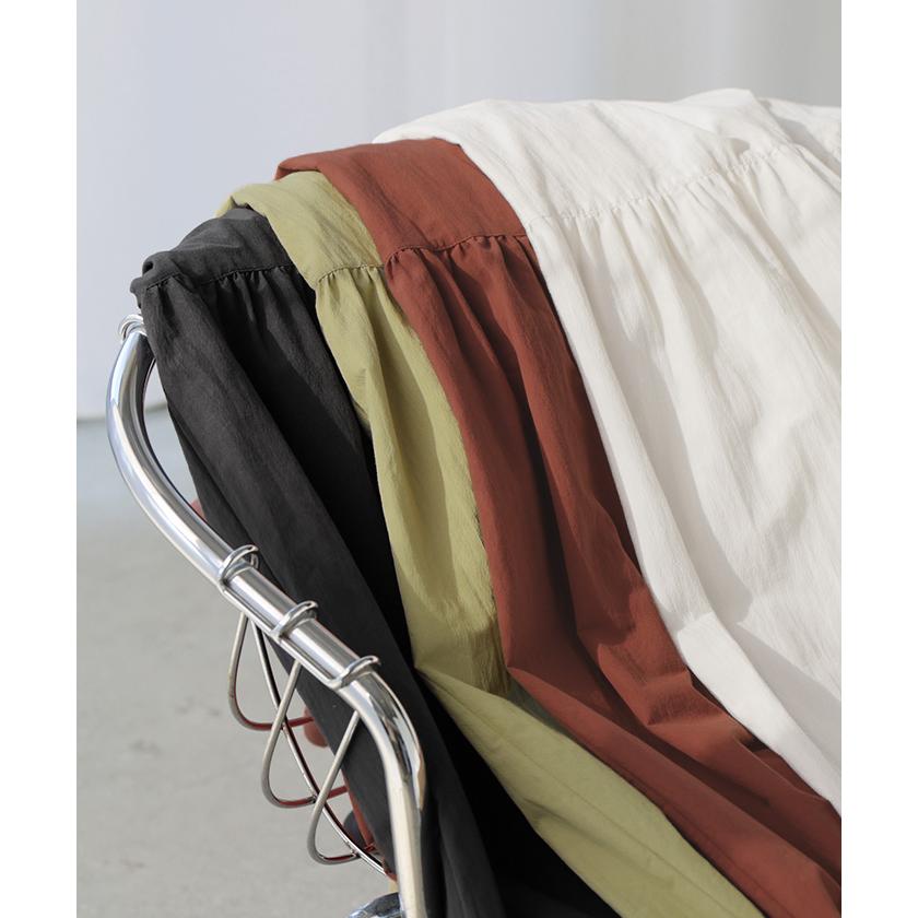 ワンピース ロング ティアード レディース ワンピ ロングワンピース Aライン フレア Vネック マキシ ワッシャー シワ加工 綿 無地 軽い レイヤード ボリューム | HUG.U | 06