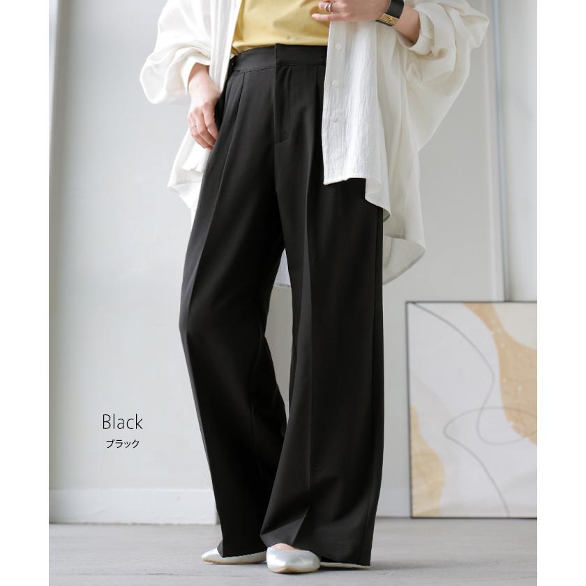 パンツ グルカパンツ レディース ボトムス ワイドパンツ ベルト付き スラックス 選べる2丈 ロング ハイウエスト ストレート センタープレス タックパンツ | HUG.U | 14