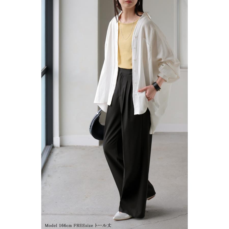 パンツ グルカパンツ レディース ボトムス ワイドパンツ ベルト付き スラックス 選べる2丈 ロング ハイウエスト ストレート センタープレス タックパンツ | HUG.U | 18