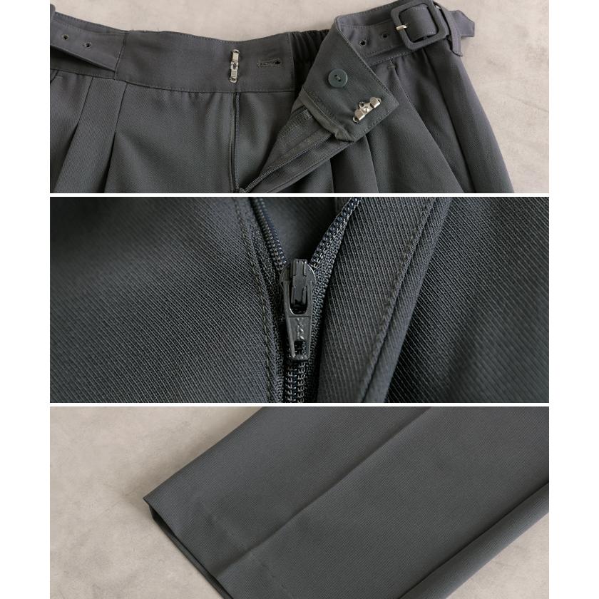 パンツ グルカパンツ レディース ボトムス ワイドパンツ ベルト付き スラックス 選べる2丈 ロング ハイウエスト ストレート センタープレス タックパンツ | HUG.U | 20