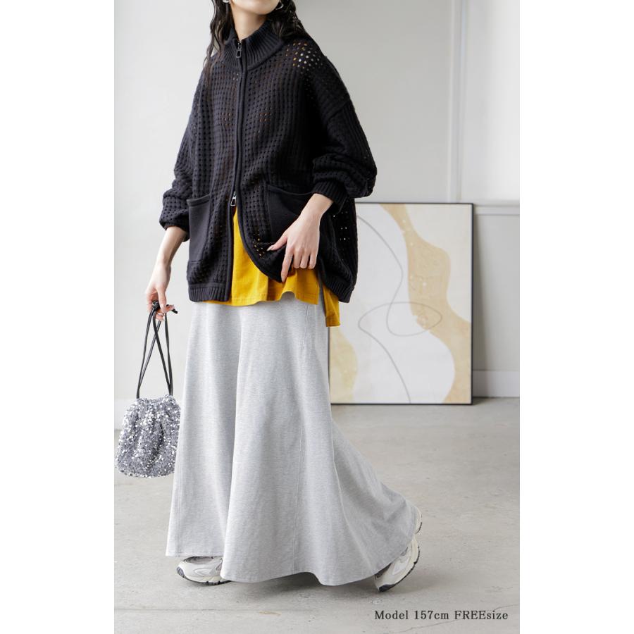 カーディガン 綿100％ 透かし編み トップス レディース サマーニット ダブルジップ 羽織り ニット コットン チクチクしない 長袖 透け感 体型カバー ゆったり | HUG.U | 19