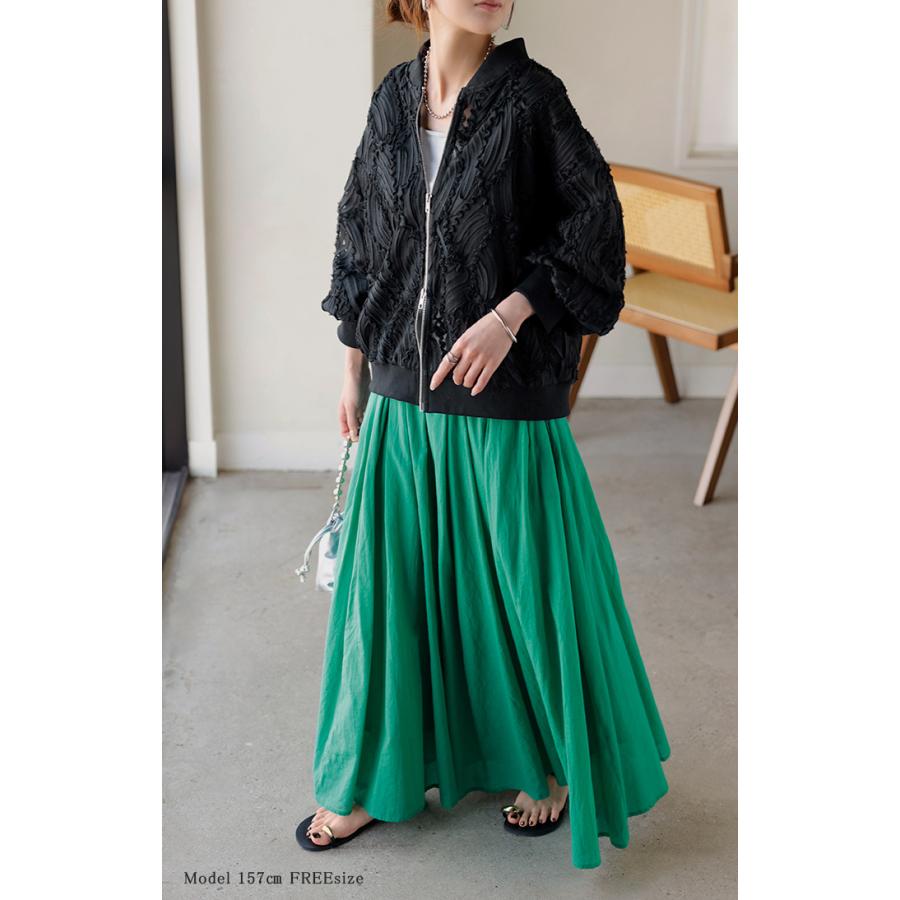 アウター ジャスト丈 ブルゾン レディース シアー 刺繍 ジャケット ジャンパー MA-1 ノーカラー シアーブルゾン ドルマン シースルー 羽織 薄手 ライトアウター | HUG.U | 04