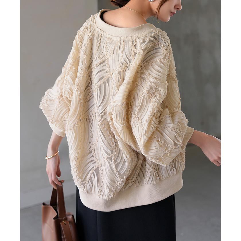 アウター ジャスト丈 ブルゾン レディース シアー 刺繍 ジャケット ジャンパー MA-1 ノーカラー シアーブルゾン ドルマン シースルー 羽織 薄手 ライトアウター | HUG.U | 10