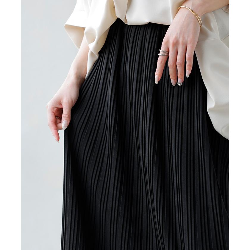 スカート ロング プリーツ レディース タイト ロングスカート タイトスカート ナロースカート ボトムス Iライン 細プリーツ 細い ストレッチ シワになりにくい | HUG.U | 24