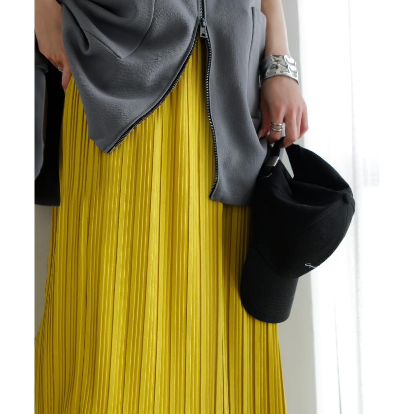 スカート ロング プリーツ レディース タイト ロングスカート タイトスカート ナロースカート ボトムス Iライン 細プリーツ 細い ストレッチ シワになりにくい | HUG.U | 07