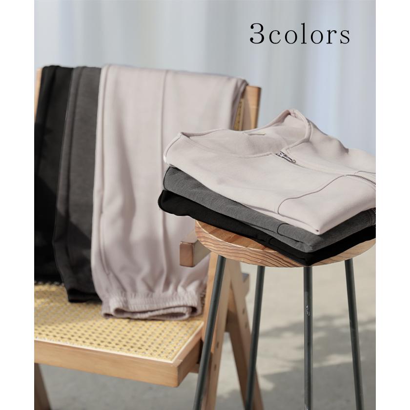 セットアップ レディース 上下セット トップス ボトムス パンツスーツ ストレッチ シワになりにくい ノーアイロン ダブルジップ ジレ ベスト Uネック パンツ | HUG.U | 12