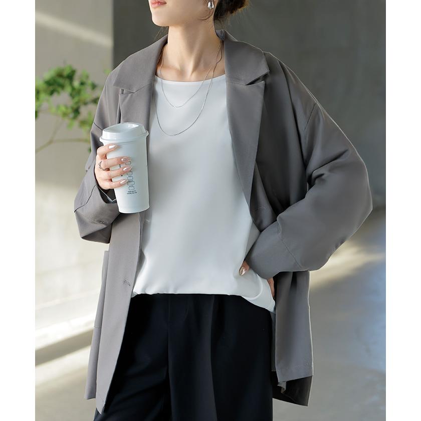 ブラウス ロンT シワになりにくい トップス ロング シャツ ノーカラー ロングシャツ チュニック クルーネック 長袖 無地 イージーケア きれいめ | HUG.U | 06