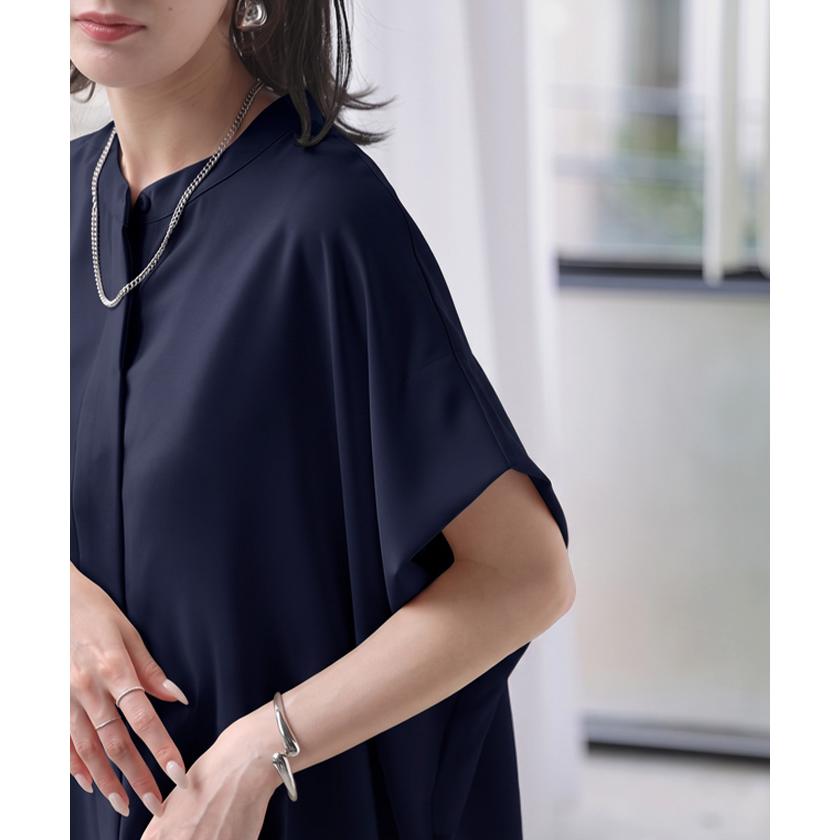 ブラウス シワになりにくい ドレープ シャツ レディース トップス ロング ロングシャツ ドレープブラウス イージーケア アイロンレス | HUG.U | 14