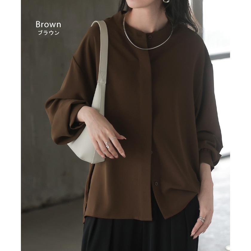 ブラウス シワになりにくい ドレープ シャツ レディース トップス ロング ロングシャツ ドレープブラウス イージーケア アイロンレス | HUG.U | 16