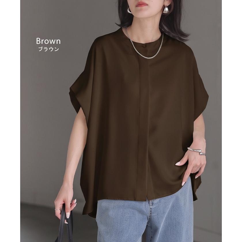 ブラウス シワになりにくい ドレープ シャツ レディース トップス ロング ロングシャツ ドレープブラウス イージーケア アイロンレス | HUG.U | 17
