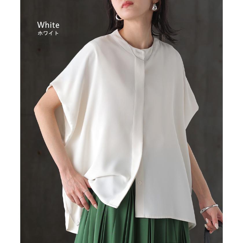 ブラウス シワになりにくい ドレープ シャツ レディース トップス ロング ロングシャツ ドレープブラウス イージーケア アイロンレス | HUG.U | 18