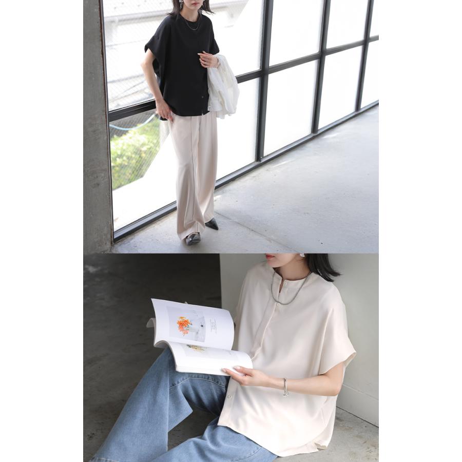 ブラウス シワになりにくい ドレープ シャツ レディース トップス ロング ロングシャツ ドレープブラウス イージーケア アイロンレス | HUG.U | 17