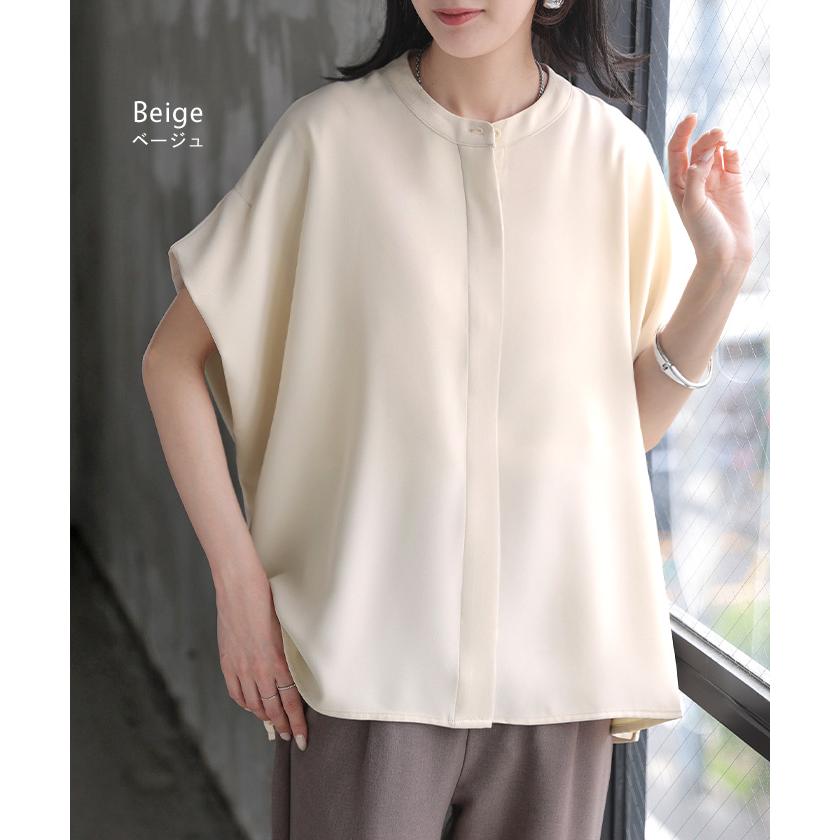 ブラウス シワになりにくい ドレープ シャツ レディース トップス ロング ロングシャツ ドレープブラウス イージーケア アイロンレス | HUG.U | 19