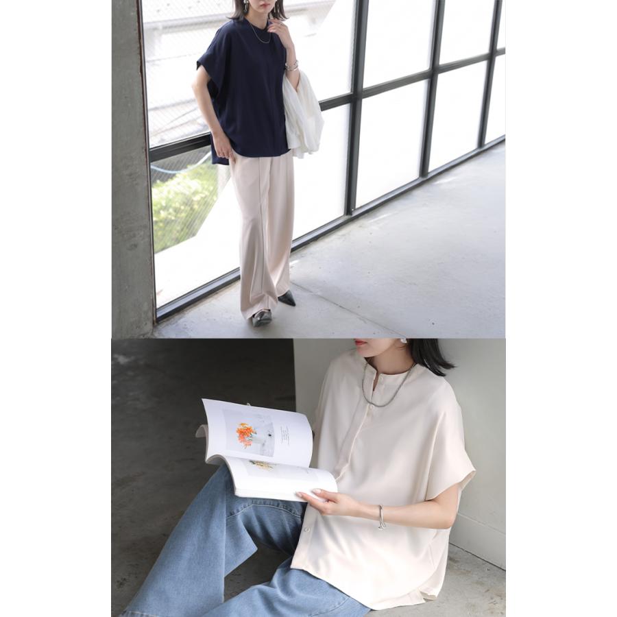 ブラウス シワになりにくい ドレープ シャツ レディース トップス ロング ロングシャツ ドレープブラウス イージーケア アイロンレス | HUG.U | 21