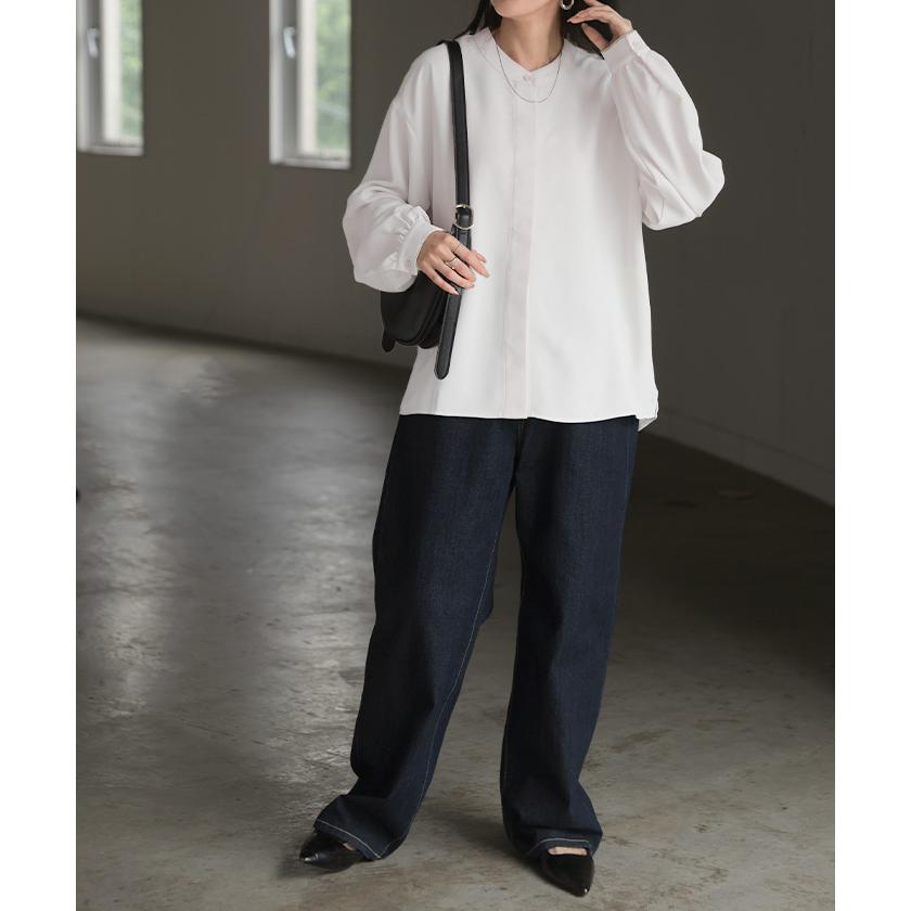 ブラウス シワになりにくい ドレープ シャツ レディース トップス ロング ロングシャツ ドレープブラウス イージーケア アイロンレス | HUG.U | 08