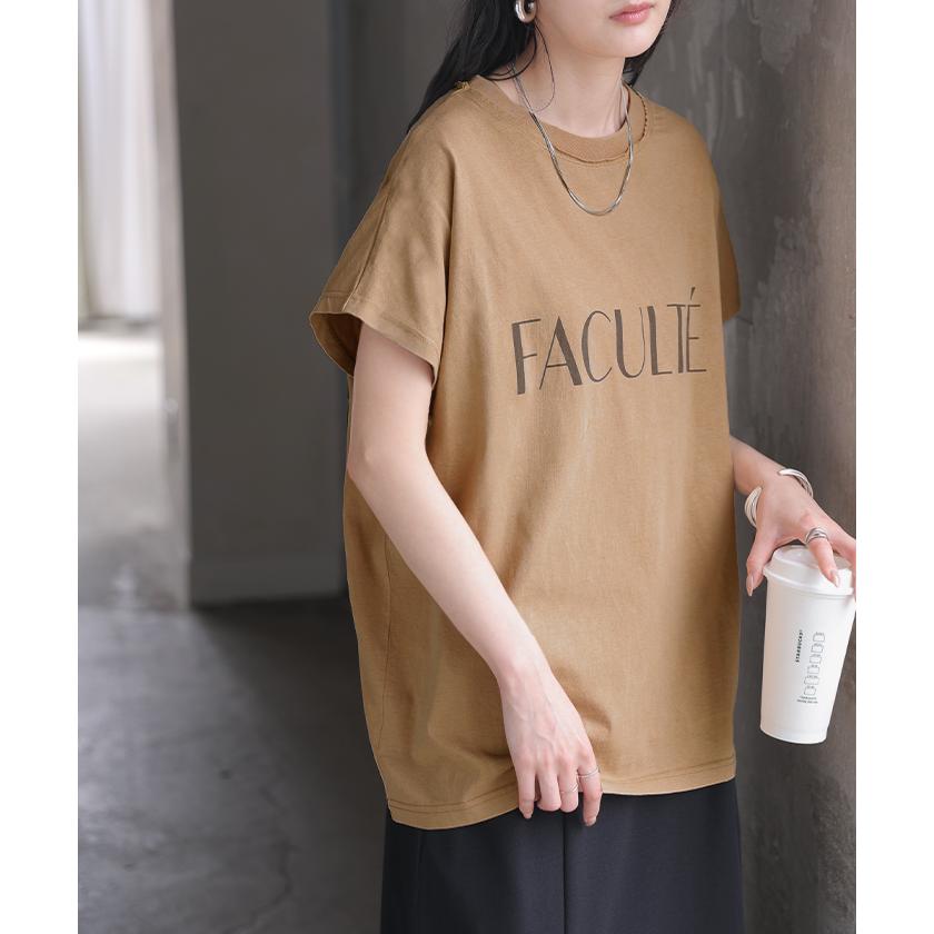 Tシャツ ロゴT 綿100％ レディース トップス カットソー ロング ヴィンテージ 半袖 コットン ロゴTシャツ クルーネック ウォッシュ加工 お尻が隠れる 体型カバー | HUG.U | 09