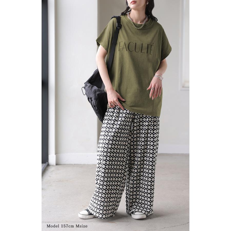 Tシャツ ロゴT 綿100％ レディース トップス カットソー ロング ヴィンテージ 半袖 コットン ロゴTシャツ クルーネック ウォッシュ加工 お尻が隠れる 体型カバー | HUG.U | 10