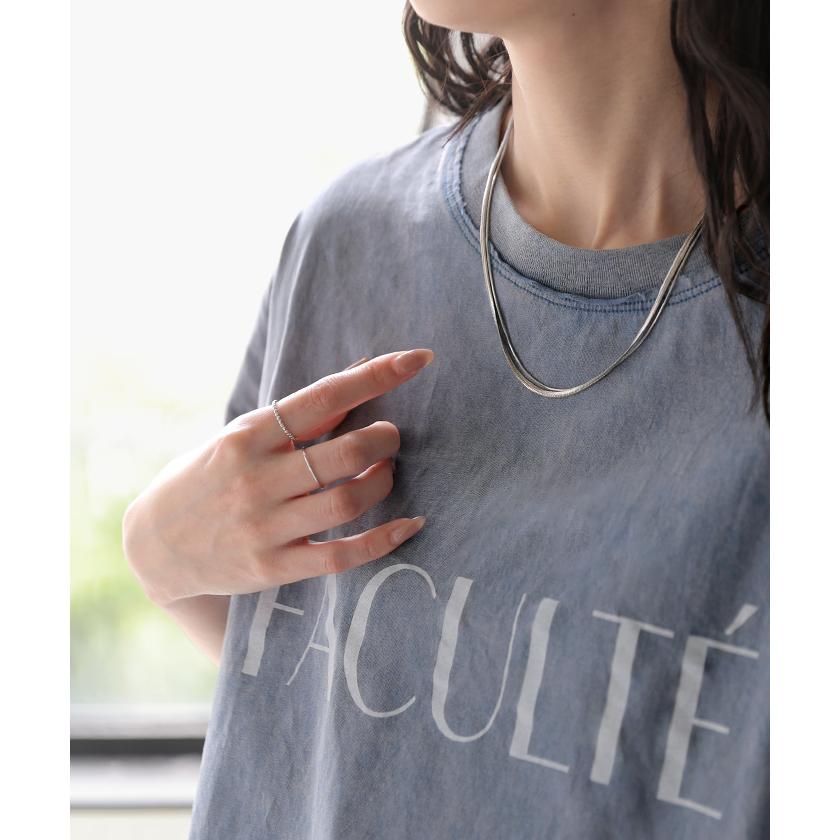 Tシャツ ロゴT 綿100％ レディース トップス カットソー ロング ヴィンテージ 半袖 コットン ロゴTシャツ クルーネック ウォッシュ加工 お尻が隠れる 体型カバー | HUG.U | 12