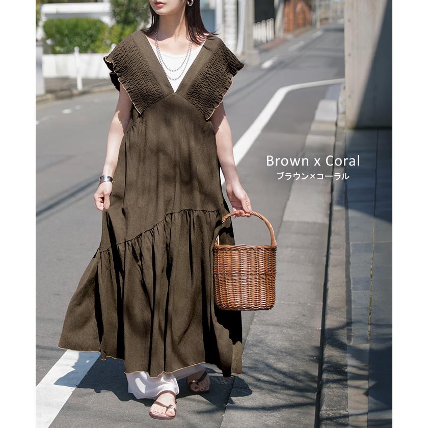 ワンピース 楊柳 ロング ワンピ レディース ロングワンピース Aライン ティアード マキシ マキシワンピース ワンピ ロングワンピ ノースリーブ タンクトップ | HUG.U | 13