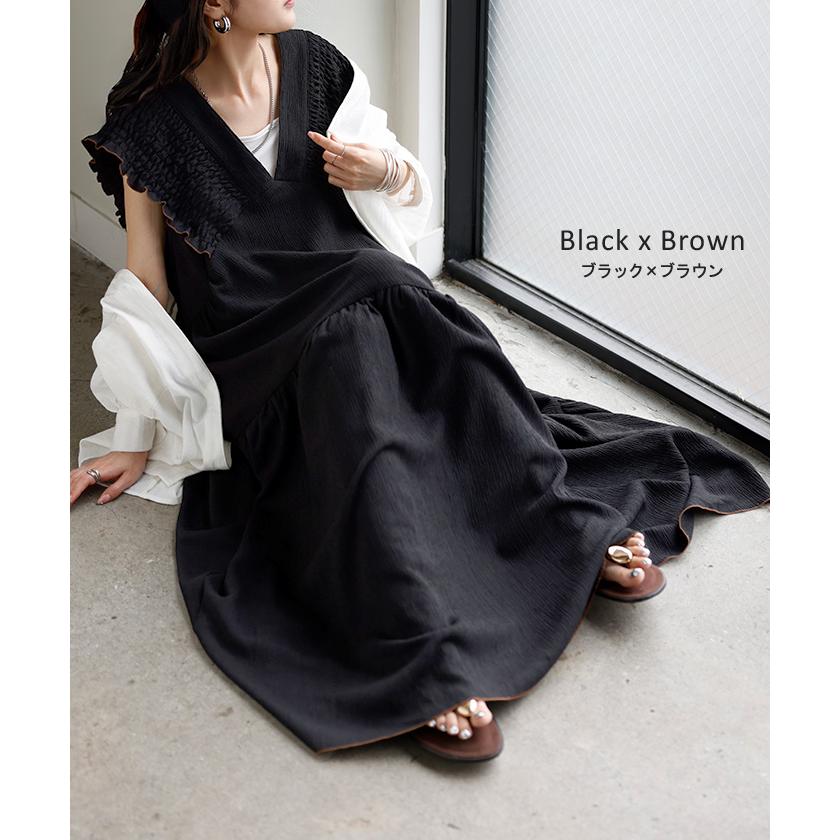 ワンピース 楊柳 ロング ワンピ レディース ロングワンピース Aライン ティアード マキシ マキシワンピース ワンピ ロングワンピ ノースリーブ タンクトップ | HUG.U | 15