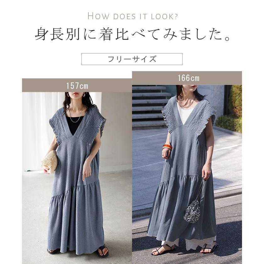 ワンピース 楊柳 ロング ワンピ レディース ロングワンピース Aライン ティアード マキシ マキシワンピース ワンピ ロングワンピ ノースリーブ タンクトップ | HUG.U | 19