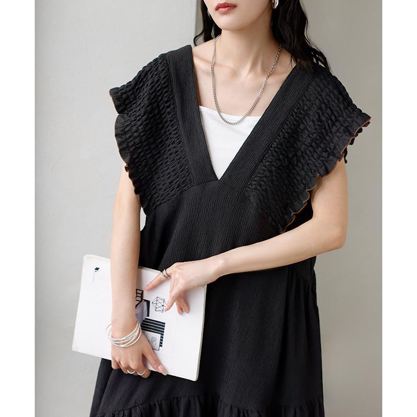 ワンピース 楊柳 ロング ワンピ レディース ロングワンピース Aライン ティアード マキシ マキシワンピース ワンピ ロングワンピ ノースリーブ タンクトップ | HUG.U | 05