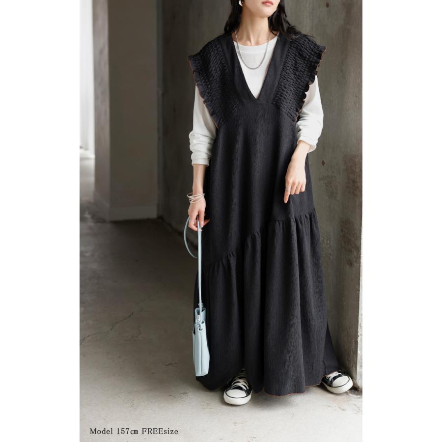 ワンピース 楊柳 ロング ワンピ レディース ロングワンピース Aライン ティアード マキシ マキシワンピース ワンピ ロングワンピ ノースリーブ タンクトップ | HUG.U | 10