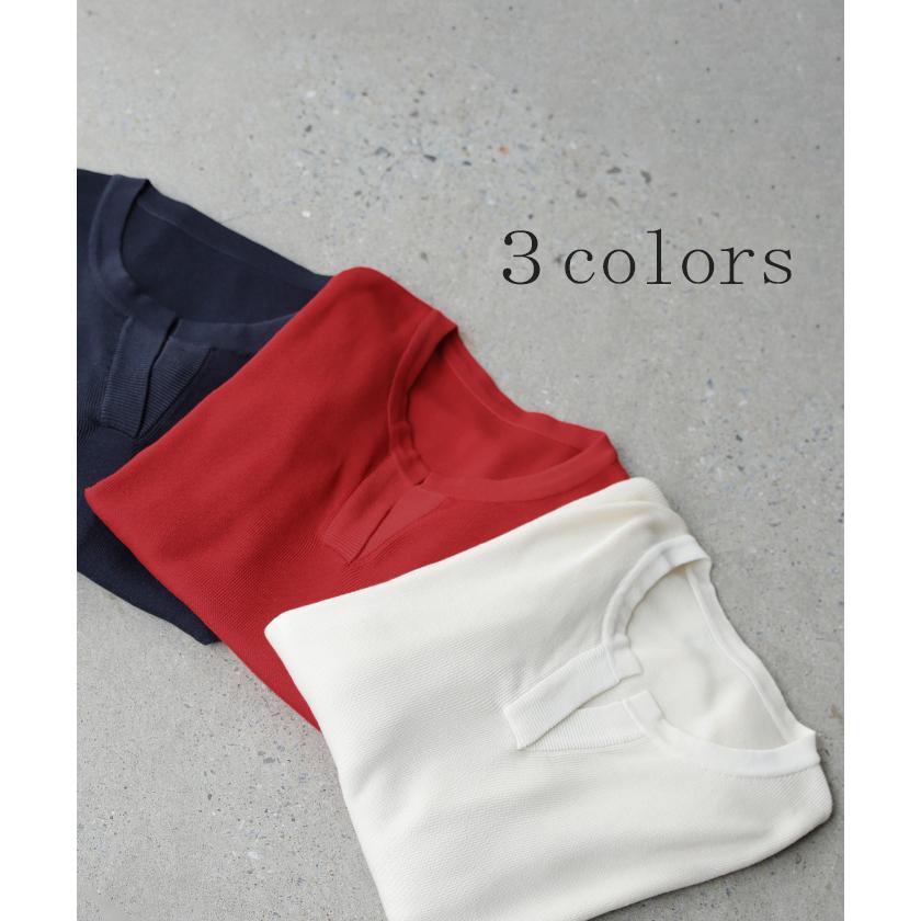 ニット スキッパー ドルマン レディース トップス ロング プルオーバー セーター サマーニット Tシャツ Vネック ちくちくしない ハイゲージ しっかり 通気性 | HUG.U | 11