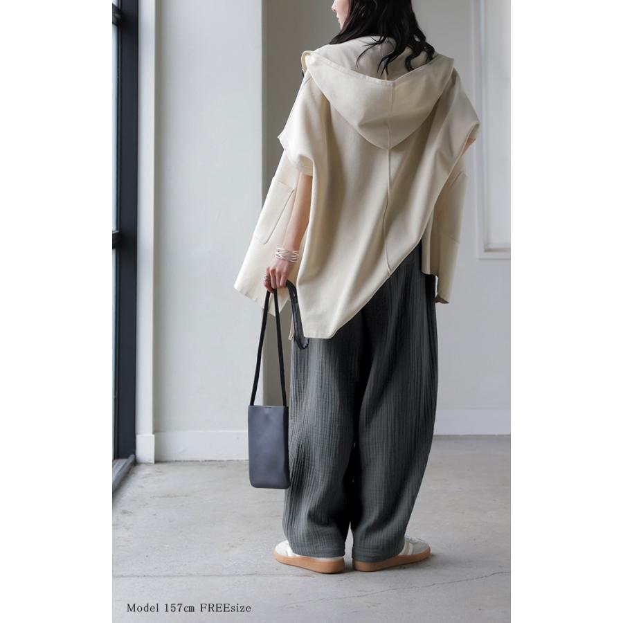 パンツ 綿100 ガーゼ バレルレッグパンツ レディース ロング ロングパンツ バレル ワイド ワイドパンツ トリプル コットン 涼しい 体型カバー ボトムス ボトム | HUG.U | 21