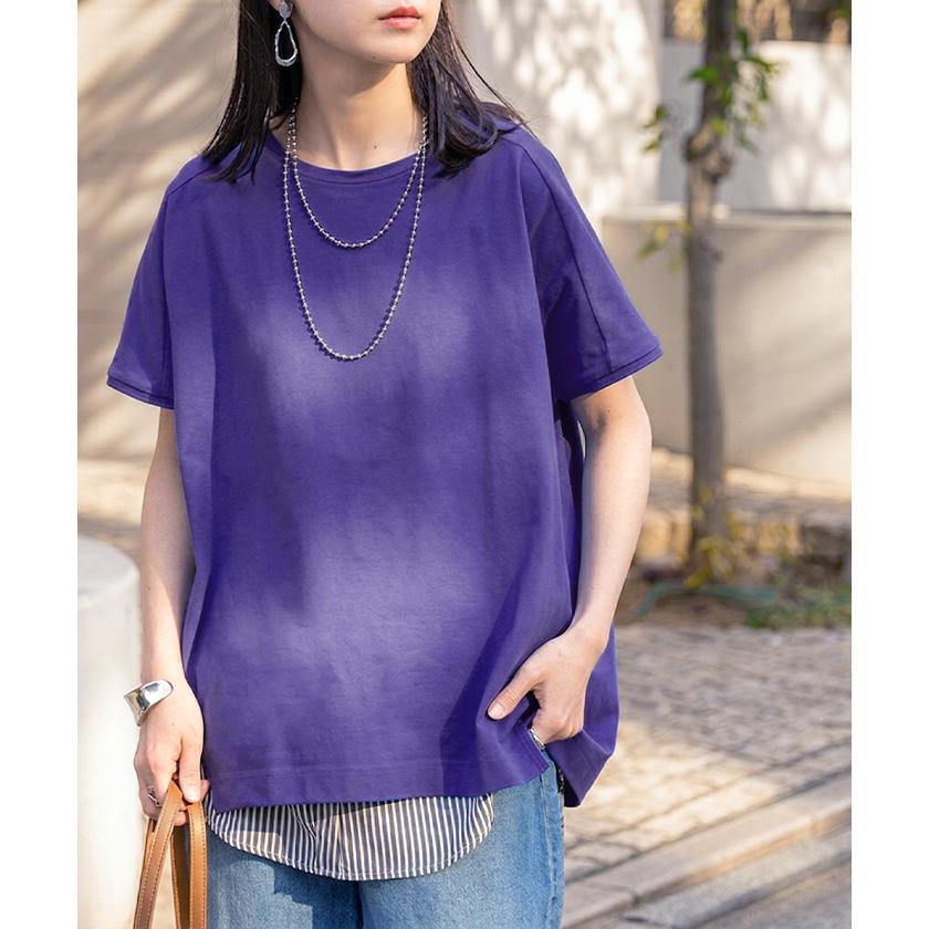 Tシャツ 接触冷感 強冷感 UVカット レディース トップス フレンチスリーブ プルオーバー チュニック 涼しい ひんやり 遮蔽率99.9% UPF50+ ロング 体型カバー | HUG.U | 07
