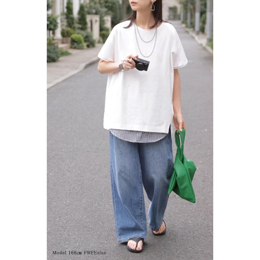 Tシャツ 接触冷感 強冷感 UVカット レディース トップス フレンチスリーブ プルオーバー チュニック 涼しい ひんやり 遮蔽率99.9% UPF50+ ロング 体型カバー | HUG.U | 08