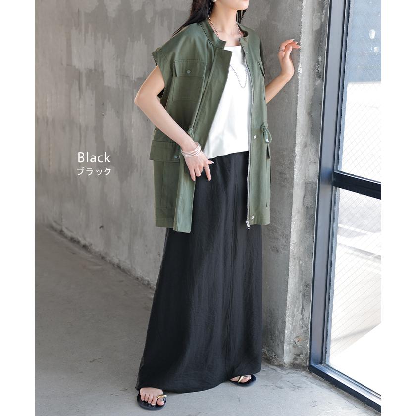 スカート ロング 軽涼 セミフレア レディース ロングスカート Aライン ボトムス ボトム フレア マキシ 軽い 涼しい ハイウエスト ウエストゴム 裏地 ポケット | HUG.U | 19