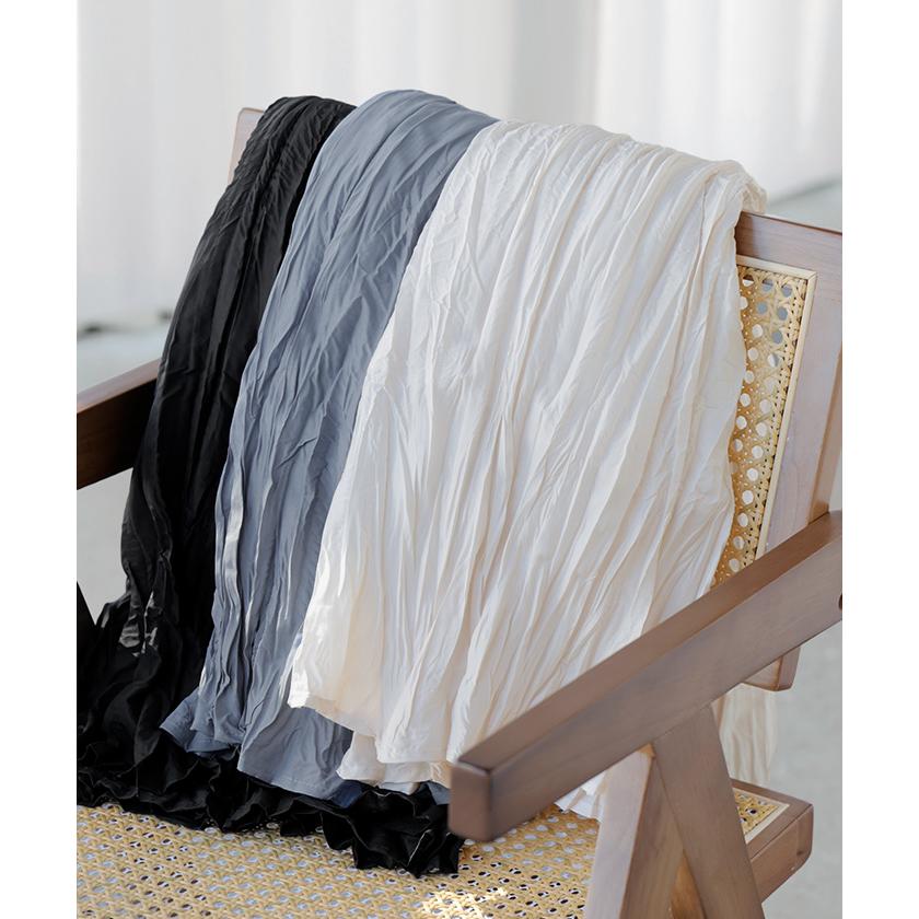 スカート ロング プリーツ シワ加工 レディース ロングスカート フレア フレアスカート マキシ Aライン ハイウエスト ワッシャー ふんわり ウエストゴム | HUG.U | 08