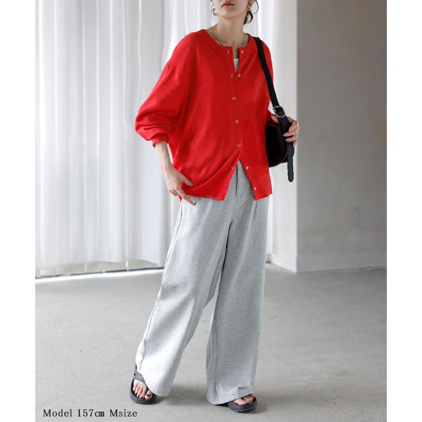 カーディガン 洗える レディース トップス UVカット マシンウォッシャブル 洗濯機 可能 遮蔽率96% 長袖 クルーネック ボーダー 無地 薄手 冷房対策 日除け | HUG.U | 07