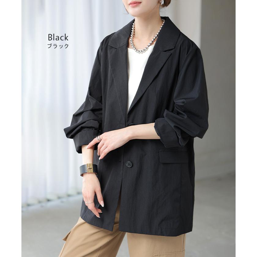 アウター ジャケット ワッシャー テーラード レディース テーラードジャケット ロング シワ加工 襟無地 長袖 羽織 セットアップ 可 オーバーサイズ きれいめ | HUG.U | 15