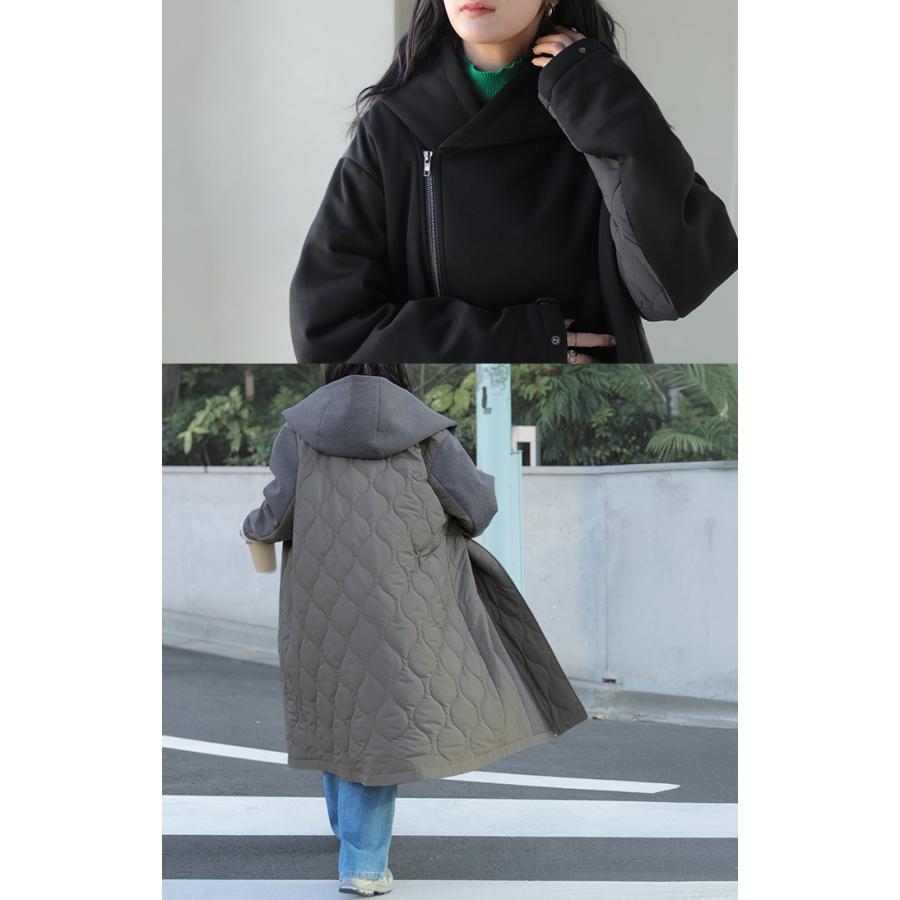 HUG.U（ハグユー） アウター コート 中綿 異素材 MIX レディース