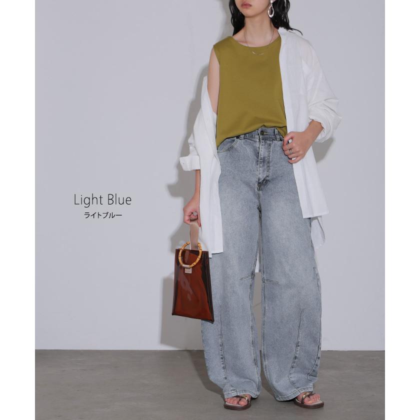 パンツ バレルレッグ デニム 選べる 2丈 レディース ボトムス カーブパンツ ジーパン ジーンズ ウエストゴム 総ゴム ストレッチ ワイドパンツ ボトム 伸縮性 | HUG.U | 14