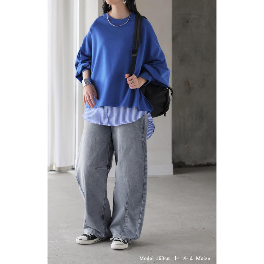 パンツ バレルレッグ デニム 選べる 2丈 レディース ボトムス カーブパンツ ジーパン ジーンズ ウエストゴム 総ゴム ストレッチ ワイドパンツ ボトム 伸縮性 | HUG.U | 16