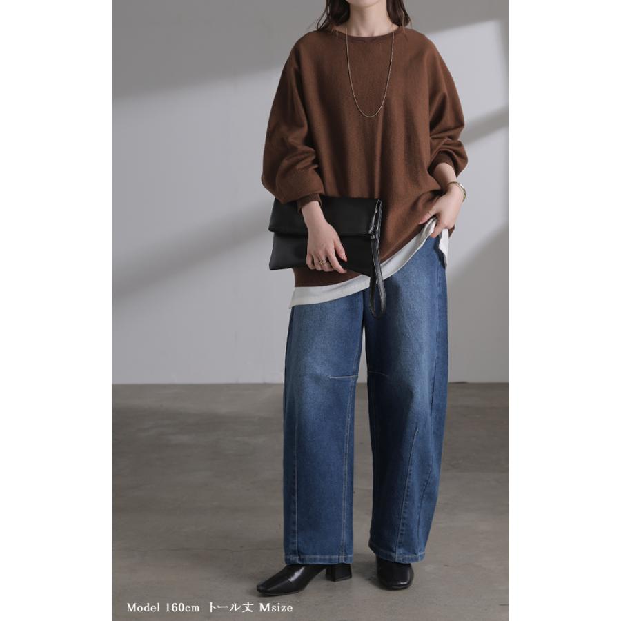 パンツ バレルレッグ デニム 選べる 2丈 レディース ボトムス カーブパンツ ジーパン ジーンズ ウエストゴム 総ゴム ストレッチ ワイドパンツ ボトム 伸縮性 | HUG.U | 16
