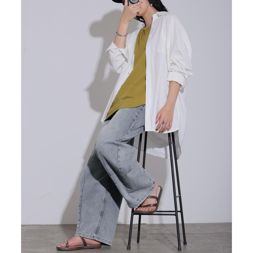 パンツ バレルレッグ デニム 選べる 2丈 レディース ボトムス カーブパンツ ジーパン ジーンズ ウエストゴム 総ゴム ストレッチ ワイドパンツ ボトム 伸縮性 | HUG.U | 20