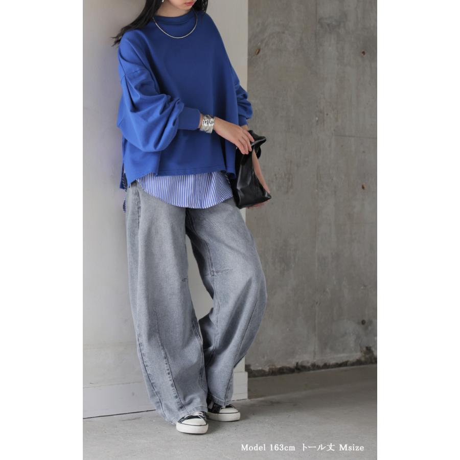 パンツ バレルレッグ デニム 選べる 2丈 レディース ボトムス カーブパンツ ジーパン ジーンズ ウエストゴム 総ゴム ストレッチ ワイドパンツ ボトム 伸縮性 | HUG.U | 04